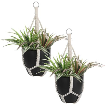 Handmade Macrame Plant Hangers, 2 Pack Hanging Planters Baskets