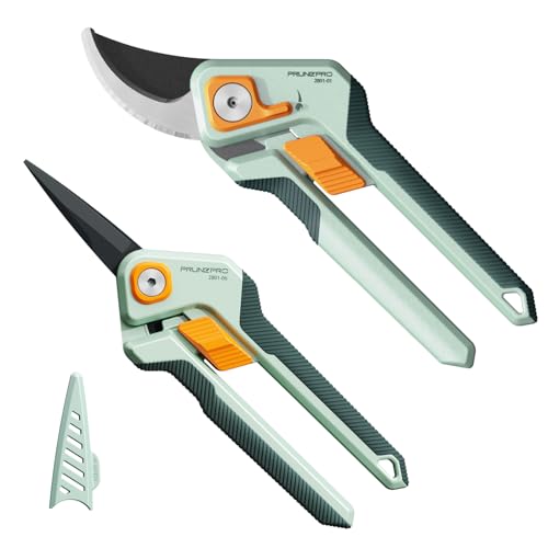 PrunePro Pruning Shears Gardening Scissors Set Professional Hand Pruner Sharp Stainless Steel Blade Garden Scissors Plant Flower Garden Clipper - color: Green