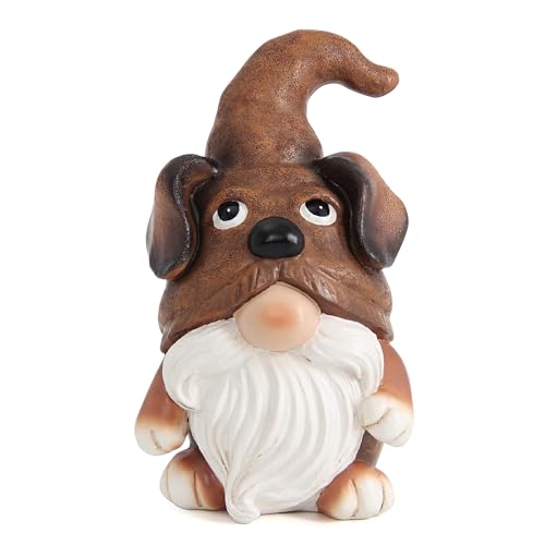 Puppy Gnome Decorations Outdoor Garden Dog Gnome Statue for Garden Decor, Front Porch Decor, Lawn, Patio Decor, Puppy Knome Nomes Gifts for Mom Grandma & Women - color: Brown