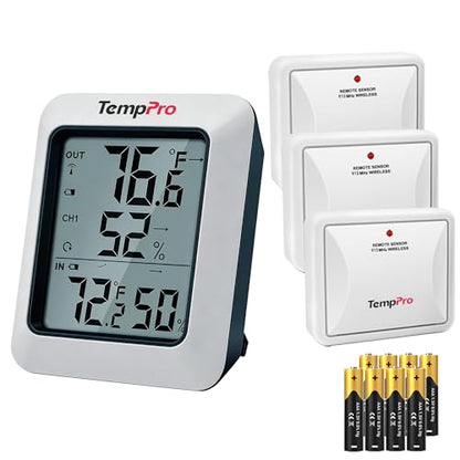 TempPro TempAir 500 FT Indoor Outdoor Thermometer Wireless with Sensor (3) - size: 3