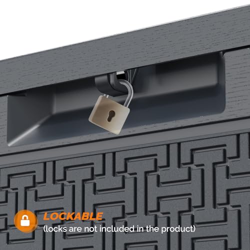 VINGLI 90 Gallon Lockable Durable Outdoor Storage Box, Grey - color: Gray