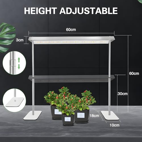 SDOVUERC 60W High-Power Full Spectrum Grow Lights Stand for Indoor Plants. - color: Silver