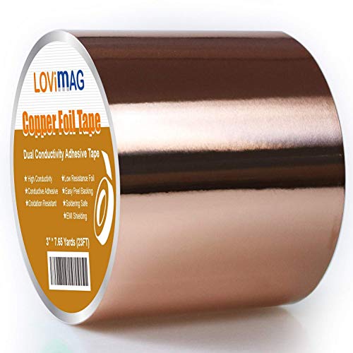 LOVIMAG Copper Tape (3"X 275") HVAC Foil Anti Tarnish Strips - size: 3inchx23ft