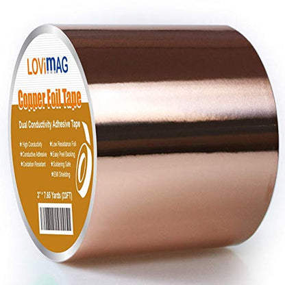 LOVIMAG Copper Tape (3"X 275") HVAC Foil Anti Tarnish Strips - size: 3inchx23ft
