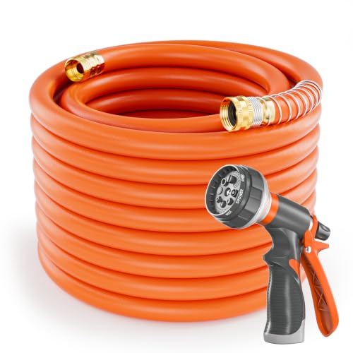 SPECILITE Garden Water Hose 100 ft x 3/4" for yard, Heavy Duty & Flexible - color: 3/4" Orange, size: 100FT
