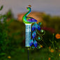 Peacock Rain Gauge Outdoor 36.6" Solar Powered Rain Gauges - color: Green Peacock