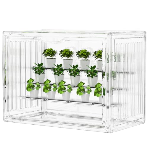 BOHOIDEE 14.17"X10.63"X8.66" Mini Greenhouse for Indoor, Clear Portable Tabletop Green House with Magnetic Door for Small Plants Nursery Germination and Display(1, Medium-B) - size: Medium-B