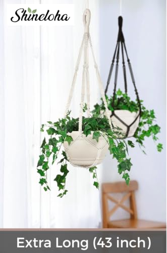 2 Pack Macrame Plant Hanger Large for 12 inch Pot, Large Plant Hanger - color: White