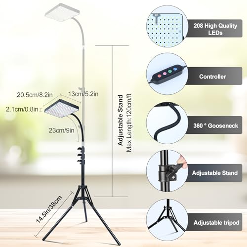 Standing Grow Light for Indoor Plants, Monstera, Bonsai Trees - size: 1-Head-Stand