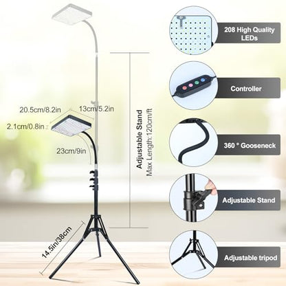 Standing Grow Light for Indoor Plants, Monstera, Bonsai Trees - size: 1-Head-Stand