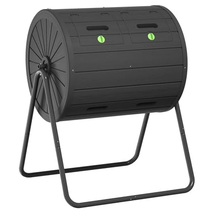 PatioZen Dual Chamber Tumbling Composter 45 Gallon Large Outdoor Tumbling Composter Efficient Batch Composting Easy Turn Design