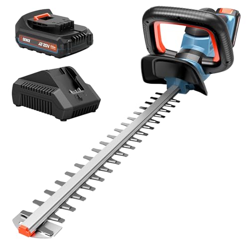 SENIX 20V 21" Blades Cordless Hedge Trimmer, 18" Cut Length, 3/4" Cut Dia - size: 18 Inch, style: 20 Volt-With 2.5 Ah Battery&Charger