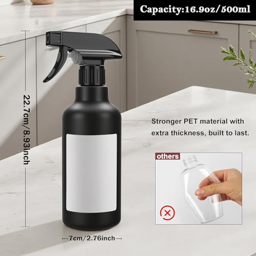Spray Bottles 16.9oz/500ml Plastic Empty, Black, 2 Pack - color: Black