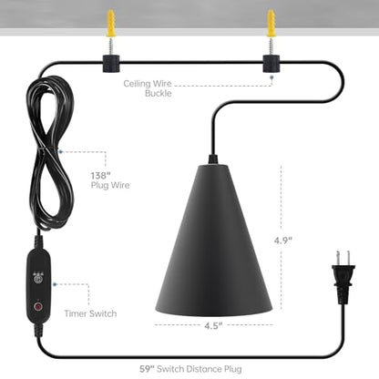 Bstrip Hanging Grow Light for Indoor Plants 25W Full Spectrum - color: Black