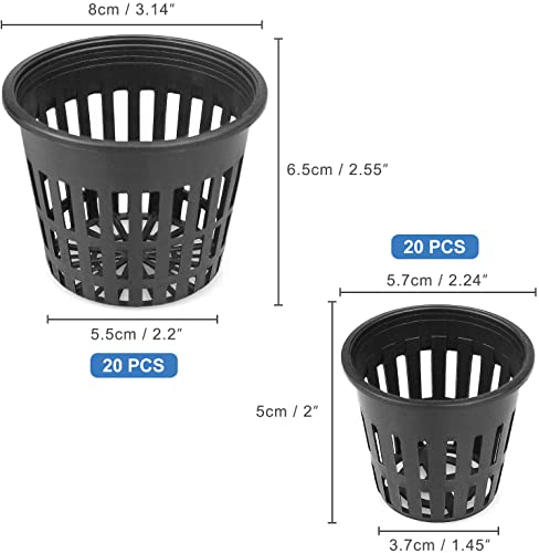 40PCS Net Pots Cups for Hydroponics 3inX20 2inX20