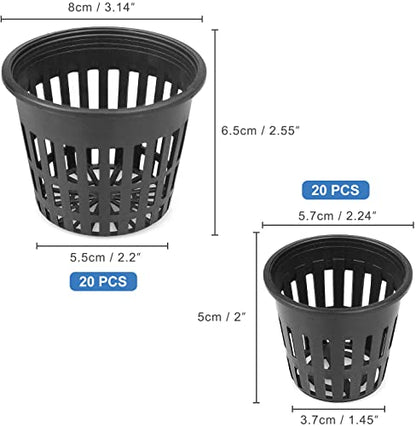 40PCS Net Pots Cups for Hydroponics 3inX20 2inX20