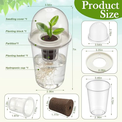 12 Pack 3.54 in Clear Hydroponic Nursery Pots with Humidity Dome