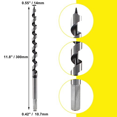 Muretnze 9/16 Inch x 12 Inch Long Auger Drill Bit for Wood - size: 9/16 Inch Diameter x 12 Inch Length