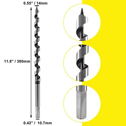 Muretnze 9/16 Inch x 12 Inch Long Auger Drill Bit for Wood - size: 9/16 Inch Diameter x 12 Inch Length