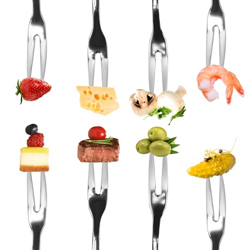 6 Pack Small Forks for Appetizers Seafood Pickle Cocktail, Stainless Steel