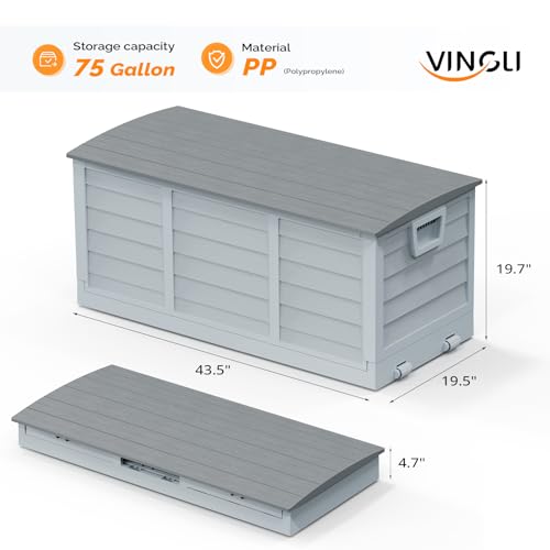 VINGLI 75 Gallon collapsible Outdoor Storage Box - color: Grey