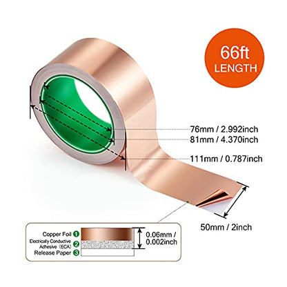 CHANZON Copper Foil Tape 50mm 2inch x 66ft Double Sided Conductive Adhesive - size: 8) 2inch x 66ft