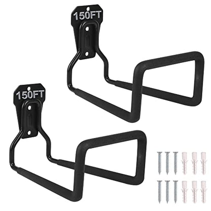 Heavy Duty Hose Hanger Garden Hose Storage Water Hose Holders for Outside - color: 2pcs Black