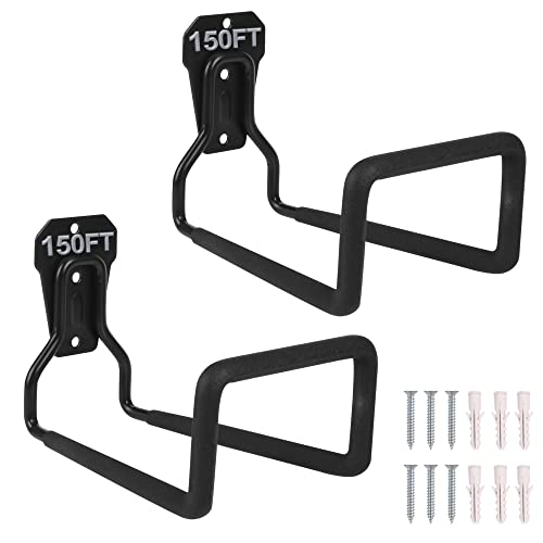 Heavy Duty Hose Hanger Garden Hose Storage Water Hose Holders for Outside - color: 2pcs Black