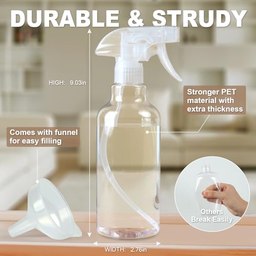 Plastic Spray Bottles (2-Pack, 16.9 Oz) Heavy Duty Spraying, Mist & Stream - style: Clear, 2-Pack