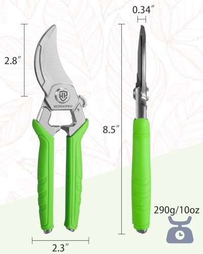 WORKPRO 8.5" Bypass Pruning Shears, Professional Forged Garden Shears