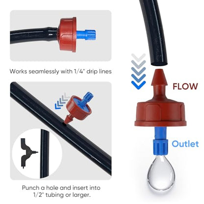 0.5 GPH Drip Irrigation Emitters Pressure Compensating for 1/4" Tube 60pcs - size: 60pcs 0.5 GPH
