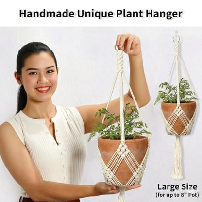 2 Pack Macrame Planter Hanger for 8 inch, Plant Hanger Indoor - color: Beige