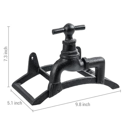 MyGift Brown Cast Iron Wall Mounted Garden Hose Holder, Spigot Design - style: Spigot Design