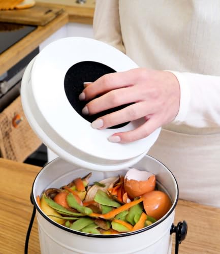 Plexon Countertop Compost Bin Kitchen with Lid, 1.5 Gall - color: White