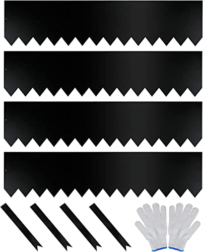 Worth Garden 4-Pack 12" H. Galvanized Steel Landscape Edging w/Black Powder Coating - 40" L x 12" H Strips - Hammer-in 16-Gauge Metal Border w/ 5 Clips & Gloves - Edge for Lawn Yard (13Ft Total) - color: Black, style: 4-Pack 12"x40"