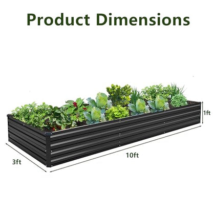2PCS 10x3x1ft Galvanized Raised Garden Bed Kit,Gardening Planter Box - color: Black, size: 10x3x1FT(2PCS)