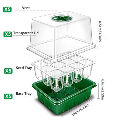 6-Pack Seed Starter Tray Kit with Grow Light