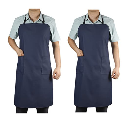VWELL Waterproof Rubber Vinyl Apron W/ 2 Pockets - Lab Apron for DishWashing, Grooming 2Pack - color: Blue-with Pockets-2 Pack