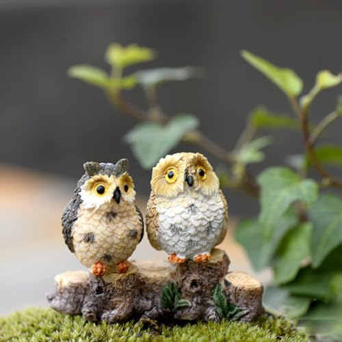 Purple Star Mini Owls 4 Pack Tiny Resin Owl Figurines Small Decor, White - color: Owl-white