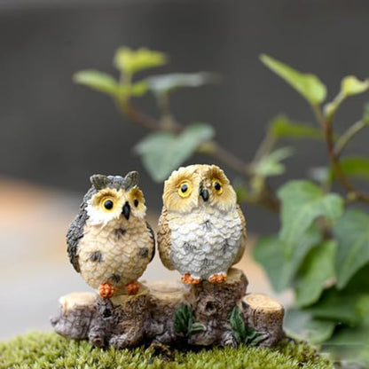 Purple Star Mini Owls 4 Pack Tiny Resin Owl Figurines Small Decor, White - color: Owl-white