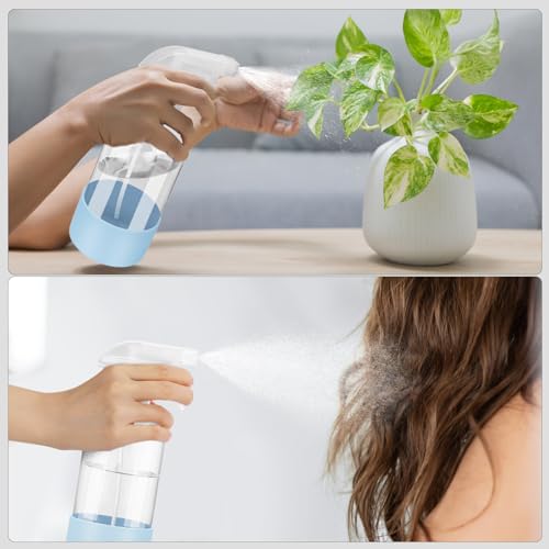 Glass Spray Bottles - 2 Pack 16 oz Clear Spray Bottles with Silicone Sleeve - color: Blue