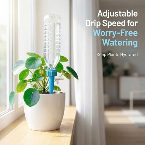 24 Pack Self Watering Spikes, Adjustable Flow Automatic Plant Waterer for Indoor Outdoor Plants, Fits Standard 1.1in Bottle Mouth, Vacation Drip Irrigation System - color: 12xGreen, 12xBlue