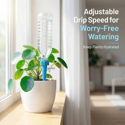 24 Pack Self Watering Spikes, Adjustable Flow Automatic Plant Waterer for Indoor Outdoor Plants, Fits Standard 1.1in Bottle Mouth, Vacation Drip Irrigation System - color: 12xGreen, 12xBlue