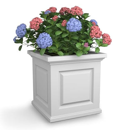 Mayne Nantucket 20in Self-Watering Square Planter, White - color: White
