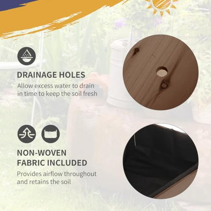 Outsunny Wooden Raised Garden Bed with 8 Grow Grids 49"x21"x34", Brown - color: Brown
