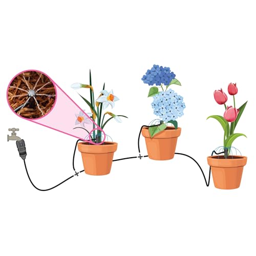 Rain Bird POTTEDKIT Drip Irrigation Kit, Full Circle, 1/4"