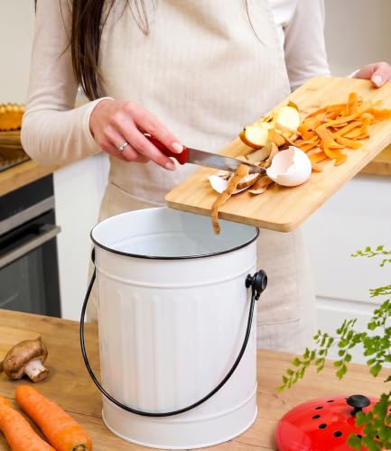 Plexon Countertop Compost Bin Kitchen with Lid, 1.5 Gall - color: White