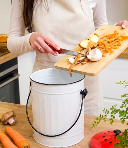 Plexon Countertop Compost Bin Kitchen with Lid, 1.5 Gall - color: White