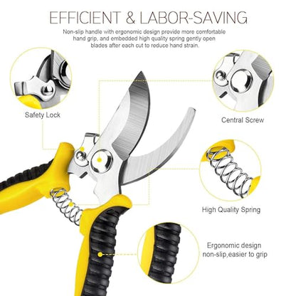 3 Pack Garden Pruning Shears Stainless Steel Blades Handheld Pruners Set with Gardening Gloves - color: Mix, size: 3 PCS