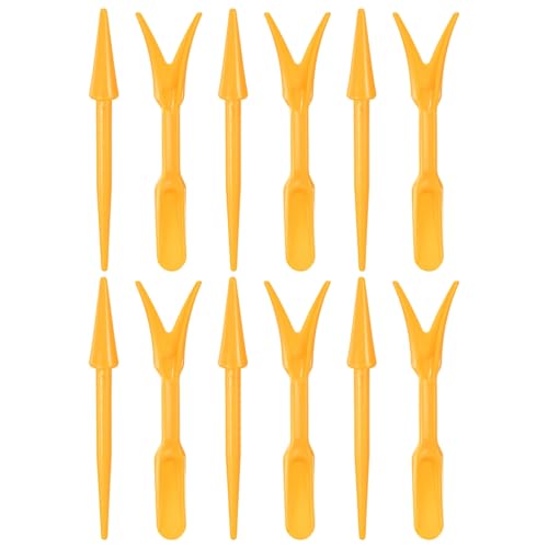 M METERXITY 6-Pack Mini Garden Hand Succulent Transplanting Tools, Plastic Seedlings Dibber Sowing Digging for Repotting/Plant Care/Lawn Maintenance, Small Gardening Tools [Dark Yellow] - color: Dark Yellow
